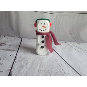 Wooden Handmade Snowman Winter Tiered Tray Home Decor Shelf Sitter Green Red